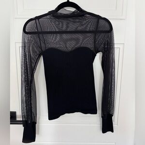 Free People Intimately Black Stretch Mesh Top
